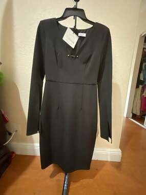 Lummier by Mariano Black Long Sleeve V-Neck Dress Size S
